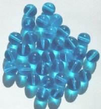 25 10mm Transparent Aqua Round Glass Beads